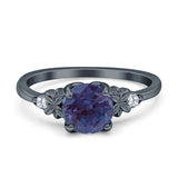 Art Deco Round Natural Stone Floral Ring