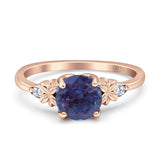 Art Deco Round Natural Stone Floral Ring