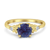 Art Deco Round Natural Stone Floral Ring