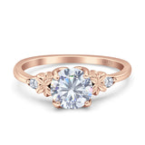 Art Deco Round Natural Stone Floral Ring