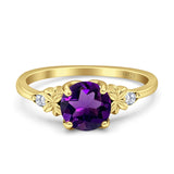 Art Deco Round Natural Stone Floral Ring