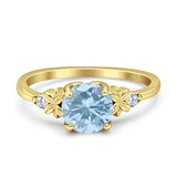 Art Deco Round Natural Stone Floral Ring