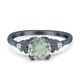 Art Deco Round Natural Stone Floral Ring