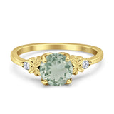 Art Deco Round Natural Stone Floral Ring
