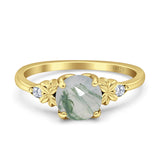 Art Deco Round Natural Stone Floral Ring