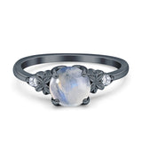 Art Deco Round Natural Stone Floral Ring