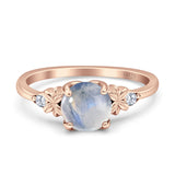 Art Deco Round Natural Stone Floral Ring