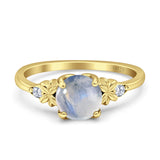 Art Deco Round Natural Stone Floral Ring