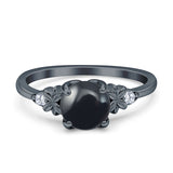 Art Deco Round Natural Stone Floral Ring