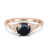 Art Deco Round Natural Stone Floral Ring