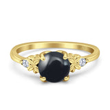 Art Deco Round Natural Stone Floral Ring