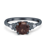 Art Deco Round Natural Stone Floral Ring