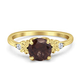 Art Deco Round Natural Stone Floral Ring