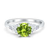 Art Deco Round Peridot CZ Floral Ring 925 Sterling Silver