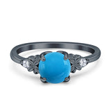 Art Deco Round Natural Stone Floral Ring