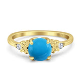 Art Deco Round Natural Stone Floral Ring