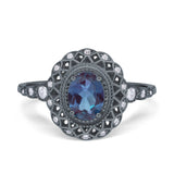 Art Deco Oval Natural Stone Beaded Ring