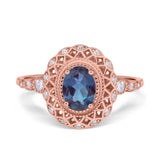 Art Deco Oval Natural Stone Beaded Ring