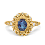 Art Deco Oval Natural Stone Beaded Ring