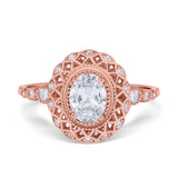 Art Deco Oval Natural Stone Beaded Ring