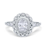 Art Deco Oval Natural Stone Beaded Ring