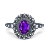 Art Deco Oval Natural Stone Beaded Ring