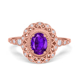 Art Deco Oval Natural Stone Beaded Ring