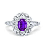 Art Deco Oval Natural Stone Beaded Ring