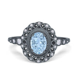 Art Deco Oval Natural Stone Beaded Ring