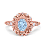 Art Deco Oval Natural Stone Beaded Ring