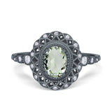 Art Deco Oval Natural Stone Beaded Ring