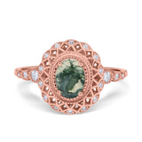 Art Deco Oval Natural Stone Beaded Ring