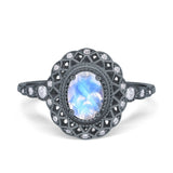 Art Deco Oval Natural Stone Beaded Ring