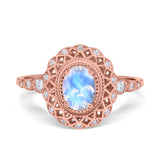 Art Deco Oval Natural Stone Beaded Ring