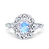 Art Deco Oval Natural Stone Beaded Ring