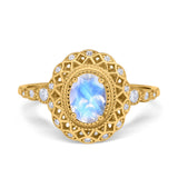 Art Deco Oval Natural Stone Beaded Ring