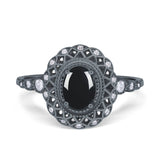 Art Deco Oval Natural Stone Beaded Ring