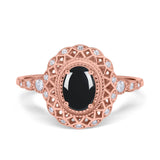 Art Deco Oval Natural Stone Beaded Ring