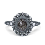 Art Deco Oval Natural Stone Beaded Ring