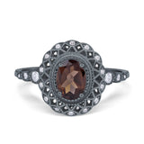 Art Deco Oval Natural Stone Beaded Ring