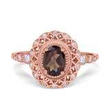 Art Deco Oval Natural Stone Beaded Ring