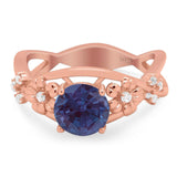 Art Deco Round Natural Stone Flower Ring