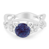 Art Deco Round Natural Stone Flower Ring