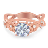 Art Deco Round Natural Stone Flower Ring