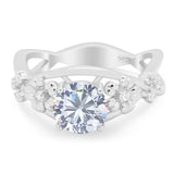 Art Deco Round Moissanite Flower Ring 925 Sterling Silver