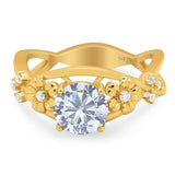 Art Deco Round Natural Stone Flower Ring