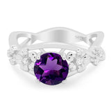 Art Deco Round Natural Stone Flower Ring