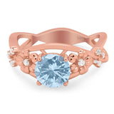 Art Deco Round Natural Stone Flower Ring