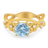 Art Deco Round Natural Stone Flower Ring