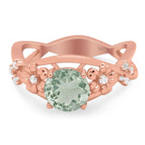 Art Deco Round Natural Stone Flower Ring